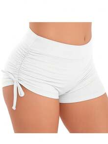 SW Women's Bikini Shorts Sunkini Shorts With Adjustable Side Ties For Beach, Pool, Knot, And Drawstring. - Blanco - Ver 1
