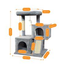 天然剑麻猫抓柱、猫窝和猫树组合，猫玩具 - 淺灰色 - 查看 2