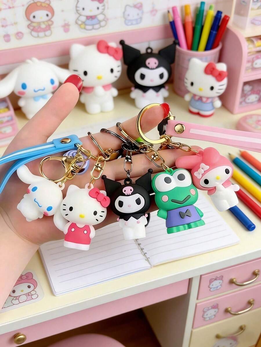 Juego de llaveros de personajes de anime a escala 1/7 de Sanrio - ¡Colgantes de personajes de anime lindos! Fabricados con aleación de zinc y material de PVC, ¡genial y adorable! Perfecto para colocar en mochilas, llaves de coche, bolsas de gimnasio, cordones y accesorios diarios. ¡Un excelente regalo de cumpleaños, Navidad, Día del Padre, Pascua y días festivos para fans de Sanrio, hombres, coleccionistas, adolescentes y adultos de todas las edades! - Multicolor - Ver 1