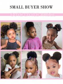 1pc/ Pack Shiny Bow Clip And Go Afro Kinky Marley Ponytail With Elastic Band Girls Kids Ponytail - Black - View 6