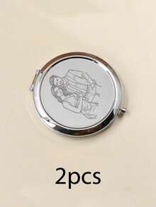 Customized Pocket Mirror - With Gift Box, Personalized Folding Makeup Mirror, Customizable Photo Mini Mirror, Wedding Gift, Birthday Gift, Stainless Steel Material, Anniversary, Valentine's Day, Travel, Portable, Compact And Exquisite, Gift For Mother, Girlfriend, Couple, Friend, Family - Gold - View 11