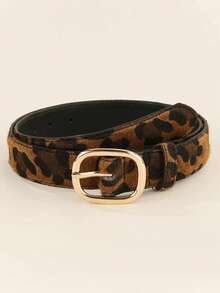 2pcs/1pc Gold 3-Piece Fashionable Buckle Belt, Versatile For Dresses, Jeans, Leopard Print PU Leather Women Belt - Multicolor - View 12