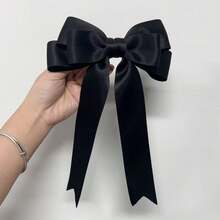 1 buc. Clamă de păr elegantă cu fundă din poliester, primăvară/vară, cleme cu gheare, agrafă de păr, agrafe de păr, accesorii pentru cap, accesorii de păr pentru femei - Negru - Vizualizare 3