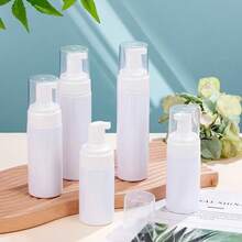 1pc Mousse Foam Bottle With Brush, White Cleansing Foam Bottle, Silicone Brush, Refillable Foam Bottle, Mousse Pump Bottle Container (100ml/150ml/200ml) - White - View 3