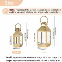 ml NUPTIO - Faroles dorados decorativos para interiores 8.6 pulgadas de alto linterna de metal con vidrio para vela de pilar decoración de chimenea para Navidad hogar sala de estar manto porche10101 - dorado - Ver 5