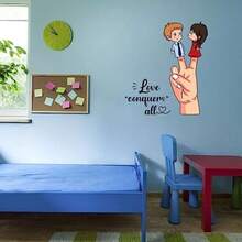 Calcomanía de pared con cita bonita que el amor conquista todo el amor conquista todo con una linda pareja amorosa, tamaño: 27 pulgadas x 30 pulgadas(36 Inch x 40 Inch multi) - Multicolor - Ver 3