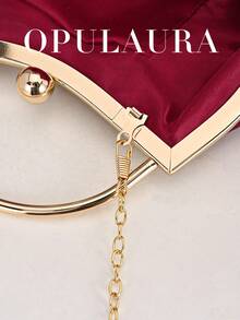 Túi cầm tay dự tiệc OpulAura thanh lịch quyến rũ dành cho nữ, Túi xách thiết kế bèo nhún cho đầm dạ hội, Thích hợp cho đám cưới/kỳ nghỉ/tiệc trang trọng/dạ hội, Có kèm dây xích - Màu Đỏ Sâu - Xem 7