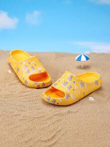 1 Pair Kids' Foam Slippers, EVA Lightweight Non-Slip Soft Bottom Cute Casual Slip-On Sandals For Boys & Girls - Yellow - View 4