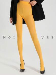 MOIRÉALLURE 1雙女款素色時尚緊身內搭褲，適合日常穿搭與夜店風格 - 黃色 - 查看 4
