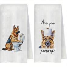 Funny German Shepherd Bathroom Towels, German Shepherd Gifts For Women, Are You Pooping Decorative Dish Tea Towel For Bathroom, Dog Lovers Gifts For Women, Local Printed 16 X 24 Inch Rectangular Towels, Suitable For Kitchens And Bathrooms Kitchen Bathroom Towel Holiday Gift Holiday Decoration, Interesting And Unique Kitchen Dish Towel Cleaning Cloth Housewarming Gift Party Daily Anniversary Party Valentine's Day Wedding Anniversary Easter Mother's Day Graduation Father's Day Birthdays Anniversaries Thanksgiving, Christmas, Halloween, New Year's, Ideal Present For Her, Great Choice For Him, Family, Boyfriend, Girlfriend, Father, Mother, Lover, Daughter, Son, Grandparents, Friends, Classmates, And Pets. - Multicolor - View 2