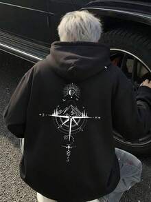 Domestic Shipping | Men's Casual Hoodie, Long-Sleeved Printed Pullover For Autumn And Winter. - Black - View 1