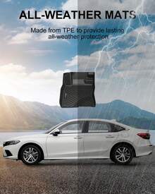 Alfombrillas para Civic 4 puertas 2012-2015, TPE, para todo tipo de clima, ajuste personalizado, revestimiento para piso delantero de primera y segunda - Negro - Ver 8