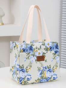 时尚新款女士保温午餐袋，带铝箔衬里和手柄，适用于工作和野餐野餐包便携式学校午餐盒多功能午餐盒袋冷藏袋返校学习用品书包学校必需品大学必需品女士 - 藍色 - 查看 10