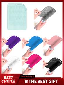 1pc Silicone Heat Resistant Mat, Hair Straightener Heating Pad, Curling Iron Insulation Pad, Styling Tool Cushion, Heat Resistant Mat For Hair Straightener And Curling Iron, Hair Styling Pad And Heat Insulation Mat,Makeup Bag,Travel Essential - Multicolor - View 4