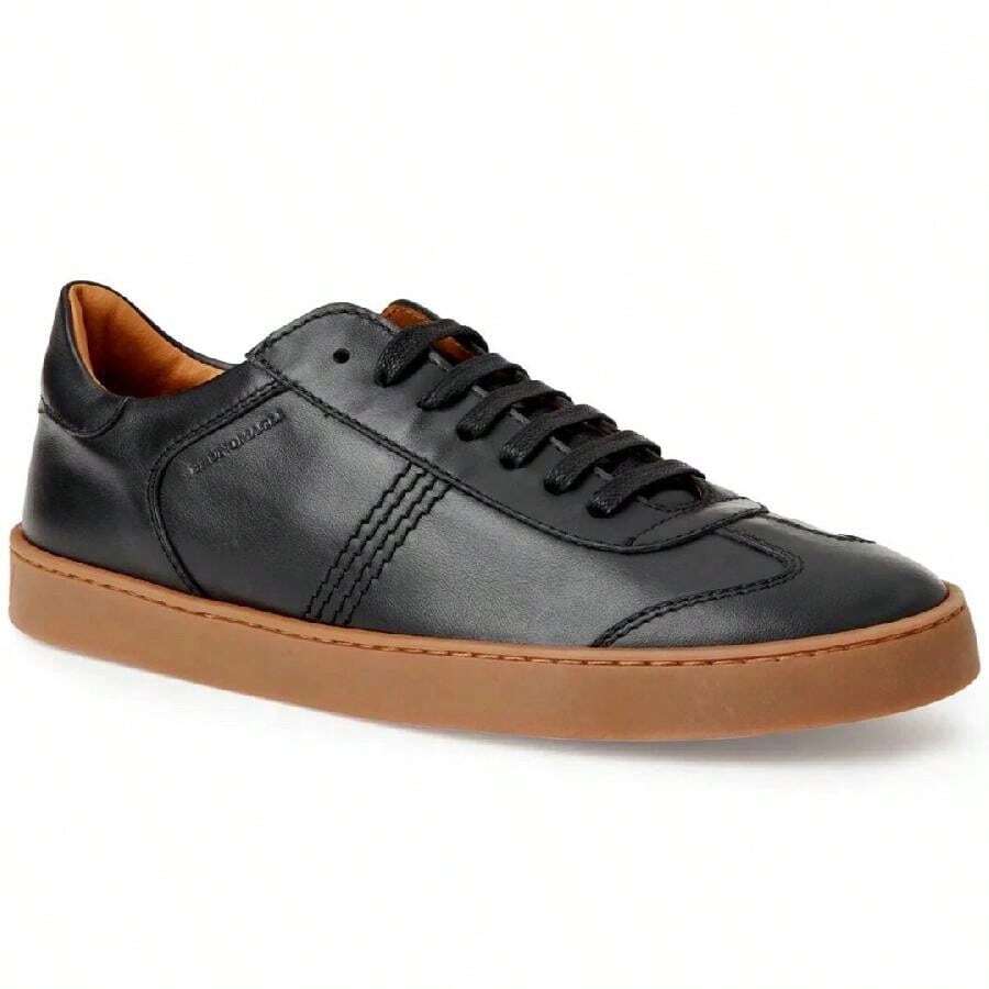 Bruno Magli Bono Sneakers Men's US 7.5 Black Leather Lifestyle Shoes GAL568 - Black - View 1
