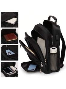 Mochila Impermeável Unissex de Grande Capacidade com Alça de Aço para Viagem, Escritório e Notebook - Portanto - Visão 3