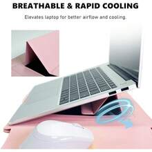 New 3-In-1 Leather Laptop Sleeve Cover 13-16 Inch With Stand Mouse Pad And Small Bag Notebook Computer Protective Cover Slim Case For MacBook Air/Pro HP  ASUS  13/14 Inch Pink - Pink - View 4