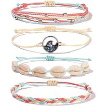 FANCY SHINY Wave String Bracelets Braid Puka Shell Bead Bracelets Handmade Cute  Boho Easter Jewelry Gifts For Women - Rouge - View 1