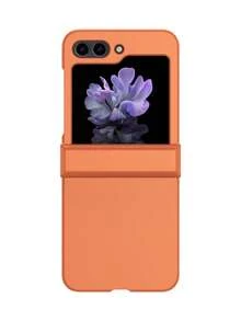 1個純色PC可折疊手機殼，防摔保護適用於：SamsungGalaxy Zflip 3/Zflip 4/Zflip 5/Zflip 6/Zflip 7/Zflip 8/ Find N3 Flip/ Find N2 Flip/ Razr 50 Ultra/ Razr 40 Ultra/ Razr 40/ Razr 50/ X Flip - 橘色 - 查看 6
