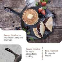 Victoria - Plancha de hierro fundido tipo comal de 30.5 cm con mango largo y mango auxiliar, sartén para crepas, sazonado con aceite de linaza con certificación 100% kosher sin OMG(28 5 (10.5 USA)) - Multicolor - Ver 7