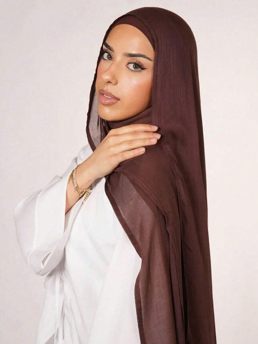 1条女士纯色粘胶纤维头巾，柔软宽边头带，多功能防晒头巾，适合日常佩戴