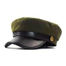 Ladies Casual Beret Hat, Retro Pu Leather Buckle Design Classic Newsboy Cap, Fashion Elegant - PU Leather Octagonal Hat - View 4