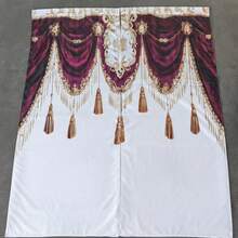 2pcs Artistic Wine Red Polyester Curtains | Multifunctional Digital Printing Home Decor | Ideal Choice For Living Room Curtains - Multicolor - View 5
