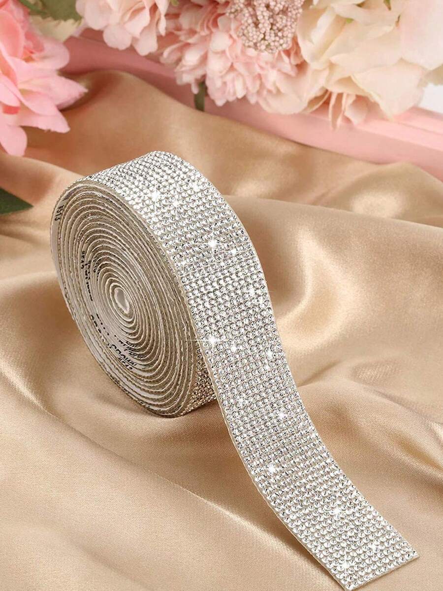 2 Rollen Strass-Streifen Aufkleber, selbstklebende Strass-Borte Kristall Diamant Aufkleber Glitzer-Borte zum Basteln, Strass 12 Reihen zum Aufkleben Handwerk Heim-Dekoration, Hochzeit Kleidung zum Basteln, für DIY Kunst und Handwerk, Hochzeitsfeier Deko, Auto Handy Dekoration - Verschiedenfarbig - Übersicht 1