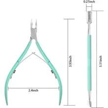 Cortador y empujador de Cutcula profesional, Removedor de Cutculas, alicate, raspador y pulidor de uas, Cortador de piel muerta, Herramientas de Manicure y Pedicure Negro - Azul - Ver 8