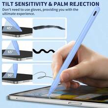 Lápiz Apple Pencil para iPad de 9.ª y 10.ª generación, bolígrafo de carga rápida con rechazo de palma y sensibilidad a la inclinación, compatible con iPad Pro 11/12.9 pulgadas, Mini 5/6, iPad 6/7/8/9/10, Air 3/4/5 (Blanco) - Azul - Ver 3