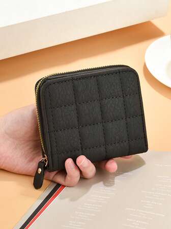 Women's Zipper Small Rhombus Wallet Embroidered Leather Clutch Purse Women's Short Mini Wallet Card Holder For Women Wallet Purse Wallet Small Wallet Cute Wallet Purses For Woman Wallet For Ladies Money Wallet