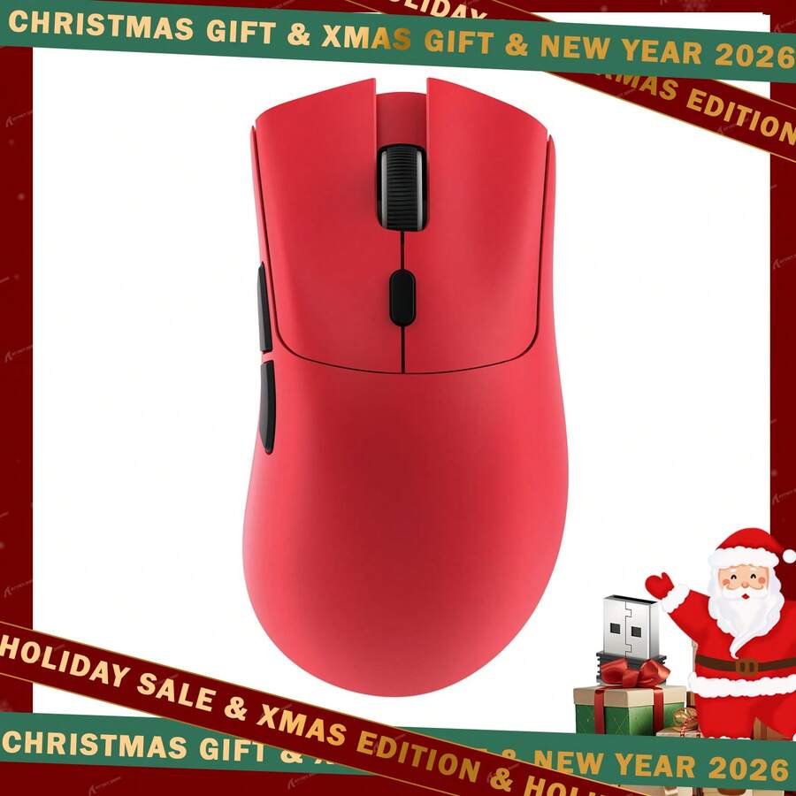ATTACK SHARK R1 Wireless Gaming Mouse,Tri-Mode Connection (2.4G/Wired/BT5.2),55g Lightweight,18K DPI Optical Sensor,HUYU 20 Million Key Life,Ergonomic Design,For PC/Laptop/Win - 紅色 - 查看 1