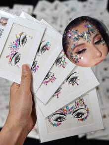 5 Sets Gesichtsschmuck Aufkleber Gesichtsedelsteine Glitzer Meerjungfrau Gesichtsedelsteine Mix Styles Gesichtsschmuck Kristall Aufkleber Set Edelsteine Gesicht Meerjungfrau Rave Party Strass Temporäre Tattoos (zufällige Farben und Formen !!!) - Verschiedenfarbig - Übersicht 6