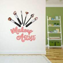Calcomanía de pared para artista de maquillaje, bonita pegatina de pared para artista de maquillaje, texto bonito extraíble, tamaño: 27 pulgadas de ancho x 30 pulgadas de alto(36 In x 40 In multi) - Multicolor - Ver 4