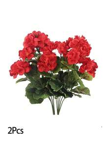 1/2/4株仿真天竺葵灌木 - 逼真的粉色花朵搭配绿色叶子，适合室内外装饰，非常适合花园、门廊、露台、窗台花箱和悬挂式花盆，无需维护的仿真户外花卉灌木 - 彩色 - 查看 14