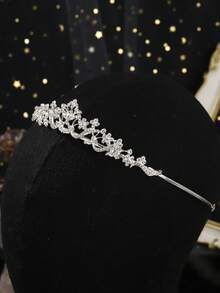 1pc Crystal Wedding Headpiece, Suitable For Brides, Girls, Princess Tiaras, Pageant Crowns, Bridal Hair Accessories, Fit For Women And Girls - Silver - View 3