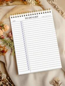 Trees Undated To-Do List Notebook / Daily Planner / Spiral Bound Task List / Schedule Book, Improve Efficiency, 8.5" X 5.5", 100gsm Paper - Mauve Purple - View 5