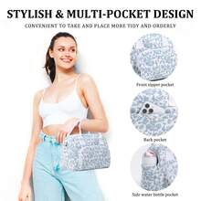 1pc Insulated Lunch Bag For Women,Lunch Tote Bag, Lunch Box Bag,Outdoor Picnic Insulated Bag,Student Thickened Cute Lunch Bag, Reusable Lunch Tote Bag, Portable Picnic Ice Bag For Work, Picnic, School Or Travel Lunch Box Bag School Supplies Stuff Accessories Bag For School School Accessories School Stuff For Traveling Waterproof Bag Insulated Lunch Bag Lunchbox - 藍色花卉 - 查看 6
