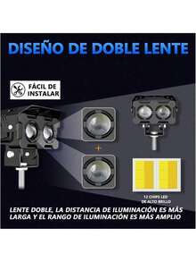 2 Pieces Auxiliary Headlights Dual Color Magnifying LED Lights For Car Motorcycle - Black - View 6