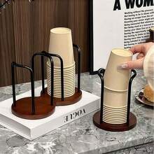 1pc Acrylic Disposable Cup Holder - Single Or Double Cup Rack, Ideal For Household, Cafe, Office, And Hotel - Clear - View 8