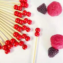 30/60pcs Red Bead Cocktail Picks -Elegant Red Bead & Skewers ForChristmas, Thanksgiving, Halloween, Parties - Ideal For Appetizers, Fruit,Desserts,Sandwiches,Party Appetizer,Festive Skewers, AppetizerSkewers, Holiday Hosts