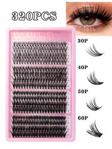 640/632/624/320片装簇状假睫毛，浓密卷翘睫毛套装，D型卷翘，10-16毫米混合长度，DIY睫毛嫁接套装，DIY下睫毛嫁接教程，蓬松柔软的单根假睫毛，打造浓密自然的纤长睫毛，睫毛簇，单根假睫毛，睫毛，假睫毛 - 彩色 - 查看 6