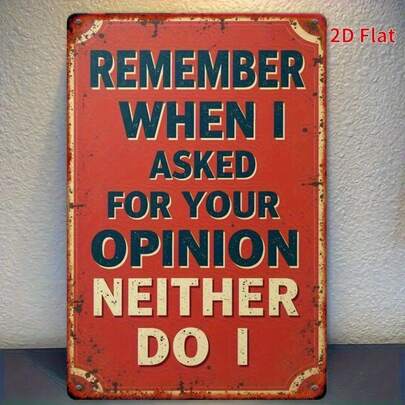 2D Flat, 1pc Vintage Square Wooden Sign, "I Didn't Ask For Your Opinion" Funny Wall Art Decor, Suitable For Home, Shop, Cafe And Garage Decoration, Versatile, Ideal Gift For Holidays