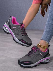 Plus Size Women's Air Cushion Casual Lightweight Athletic Sneakers, Grey - Grey - View 3