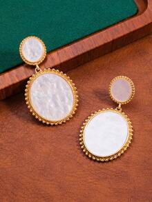 1 Pair Exclusive Geometric Disc Earrings, Romantic French Palace Style - Disc Earrings - View 3