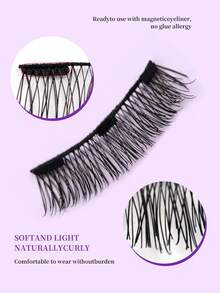 1 Pair Fresh Magnetic Quantum False Eyelashes, Soft & Natural Curling, Easy To Wear Magnetic Lashes - Black - View 9