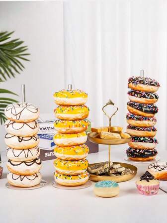 1pc Acrylic Donut Display Stand With Sturdy Base - Heavy Duty Stackable Donut Holder, Space-Saving Countertop Organizer, Transparent Dome Top, Suitable For Donuts, Bagels, Pastries - Birthday, Wedding, Cake Stand, Tiered Cake Stand, Round/Square