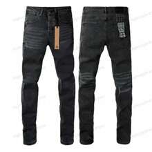 Men Jeans Vintage Distressed Washed Stretch Skinny Fit High Street Retro Embroidered Printed Basic Style European American Stock Readyropa De Hombre   Men Clothes   Pantalones De Hombre - 黑色 - 查看 1