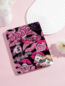 Collage Style Lipstick Banknote Pattern Tablet Protective Case, Compatible With IPad 9.7/10.2/10.5/10.9/12.9/Pro 11 (10th Generation), Compatible With Samsung Galaxy Tab S6 Lite 10.4-Inch, Compatible With Kindle Paperwhite (12th Generation, 2024 Model), Kindle (11th Generation, 2022 Model), Gentle Anti Drop, Smart Stand/Automatic Wake-Up/Sleep Function - Multicolor - View 2