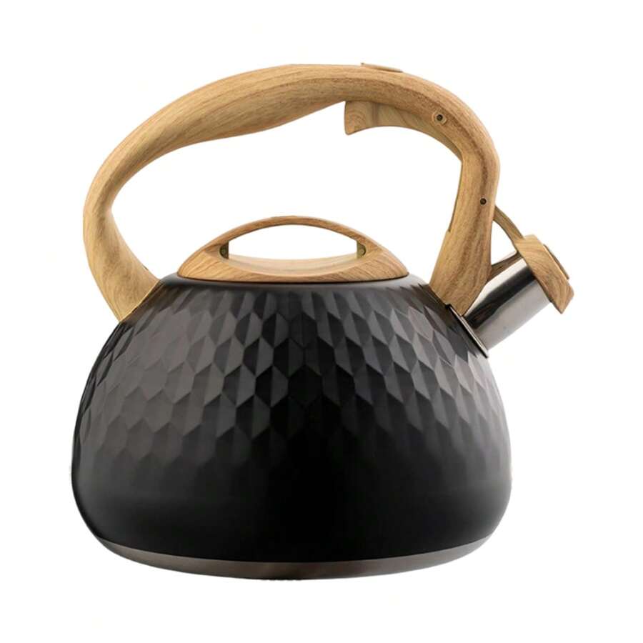 1pc Hervidor de Té de Acero Inoxidable de 3L con Diseño de Silbato a Prueba de Polvo, Resistente al Calor y Compatible con Estufa Eléctrica de Cerámica y Estufa de Gas - Premium para Hervir Agua y Café, Cafetera - Negro - Ver 1